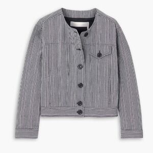 See by Chloe navy blue striped cropped jacket